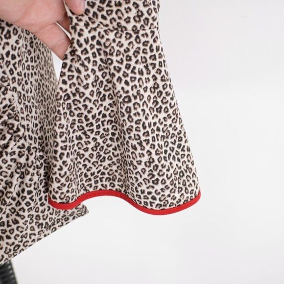 Coco Bianco Kimono Flutter Sleeve Cheetah Print‎ Brown Blouse Large Polyester - Picture 2 of 9